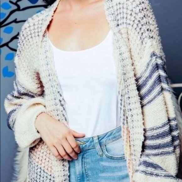 ✨4X HP✨ Oversized Boyfriend Striped Open Cardigan - M/L - Picture 6 of 15